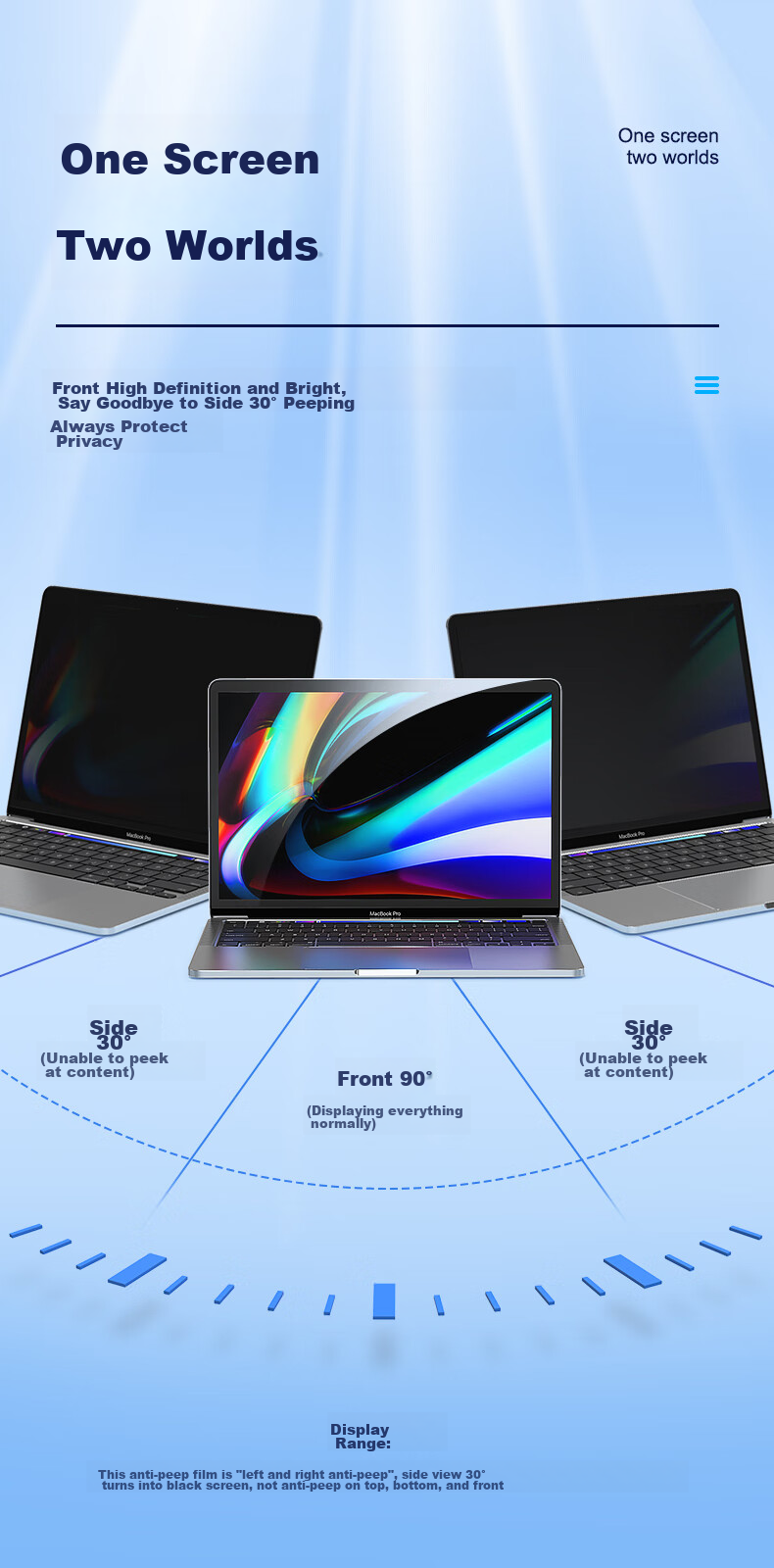 BIAZE Anti-Glare Screen Protector for Laptops, Monitor Privacy Filter, Universal Protective Film for Desktop Computers, Privacy Protection Film 13.3 Inches (16:10) 12