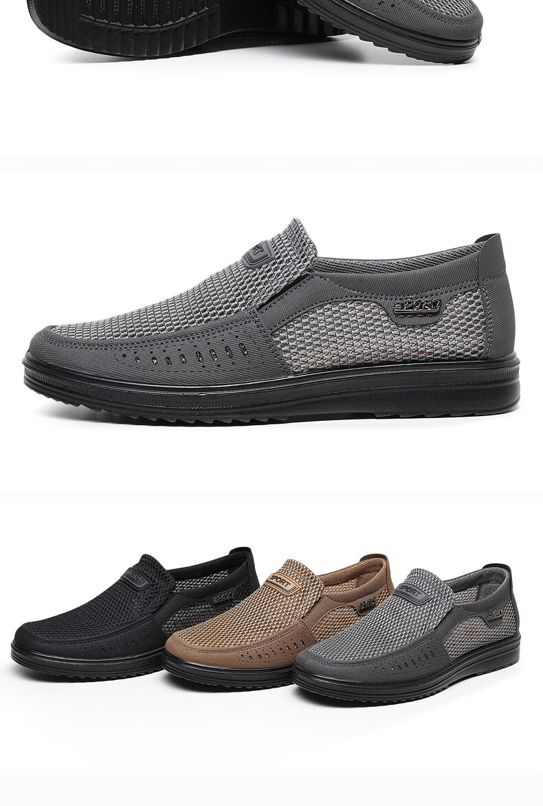 Ankang Summer Mesh Shoes Breathable Men's Slip-On Soft-Soled Old Beijing Cloth Shoes Dad Shoes AK11129 Black 38 14