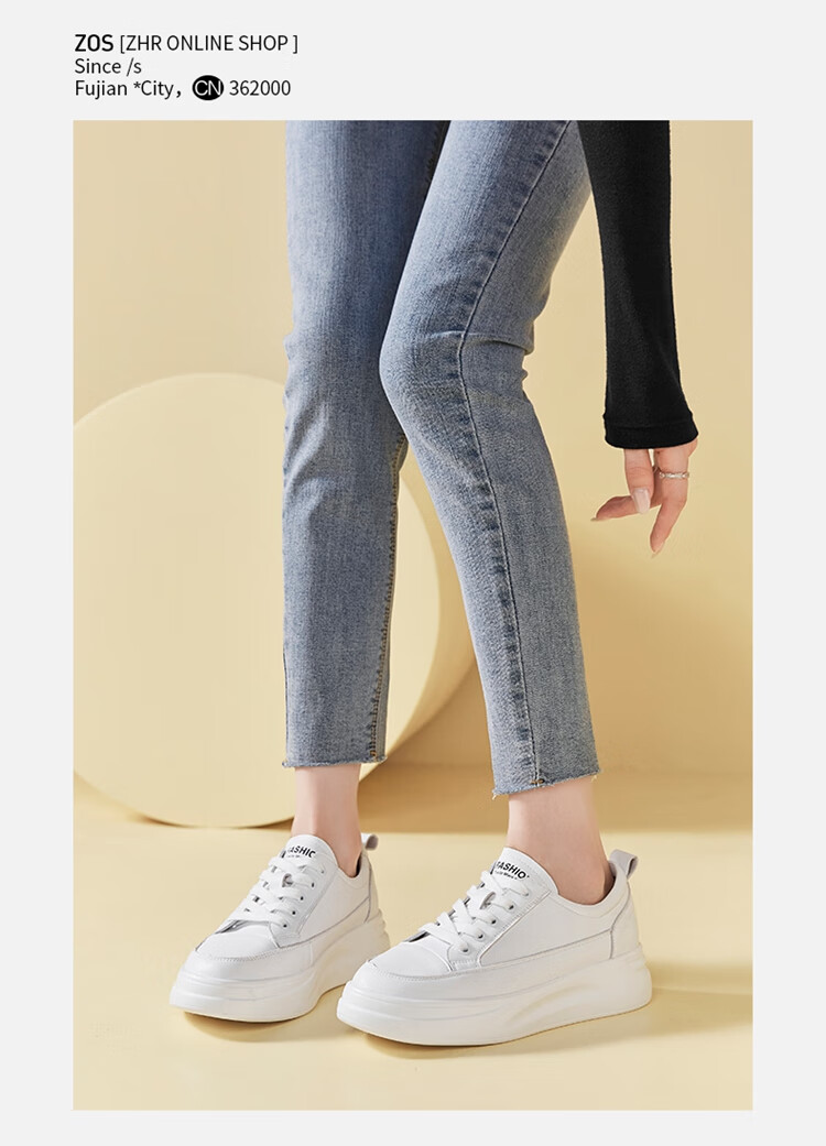 ZHR Women's Casual White Sneakers Soft Sole Breathable Low-top Comfortable Shoes AH105F White Size 34 14