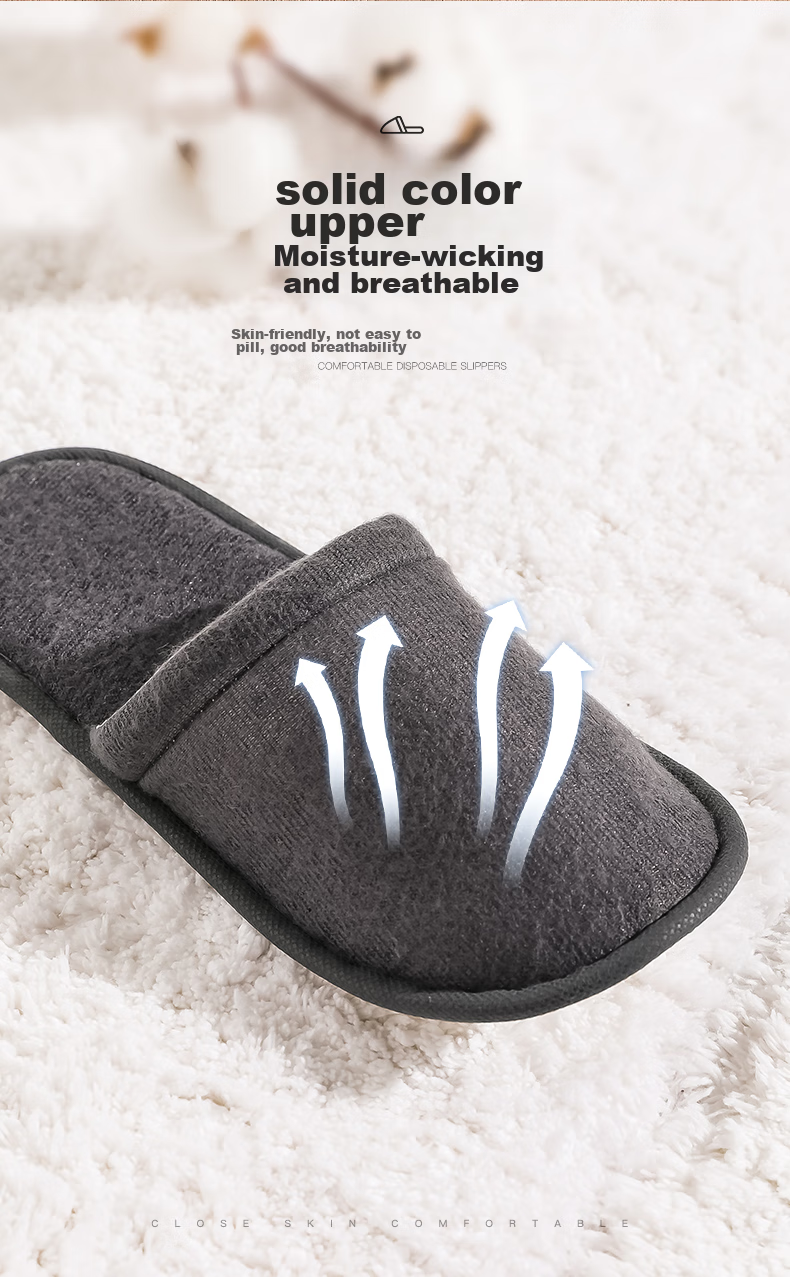 Etravel Disposable Slippers, Guest Slippers, 10 Pairs, Hotel Non-Slip Slippers, Thickened Travel Slippers, Fleece-Lined, 43 Gray 4