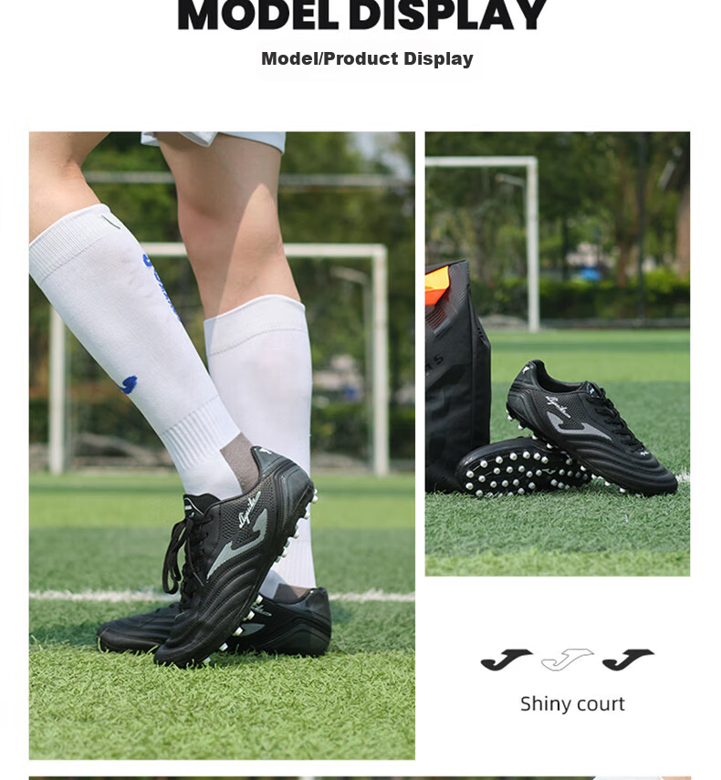 JOMA Adult Soccer Shoes for Men, Youth And Students, MG Short Studs Breathable Competition Football Training Shoes, Black, Size 43.5 7