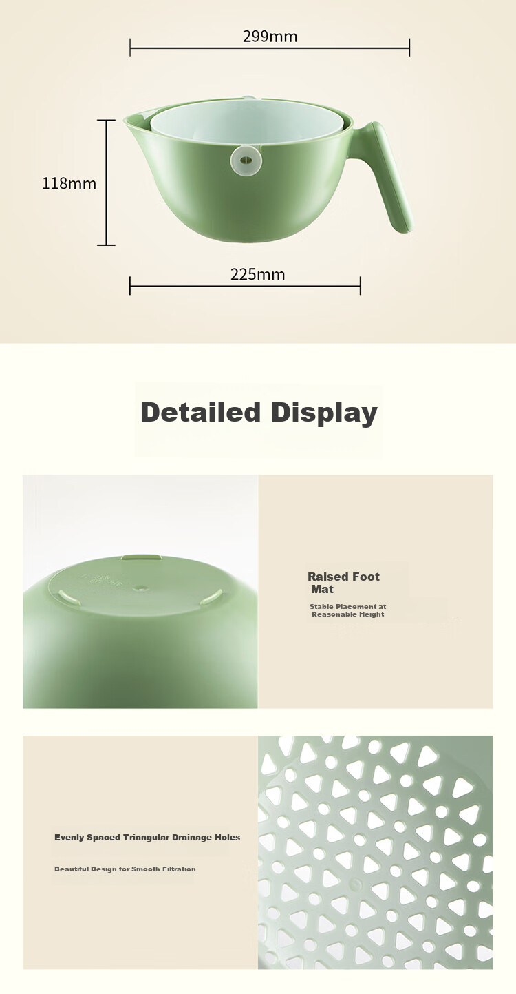 Bear Vegetable Washing Basket Draining Basket, Double-Layer Separable Draining Fruit Washing Basket, Thickened Vegetable Basin JE012-P01 9