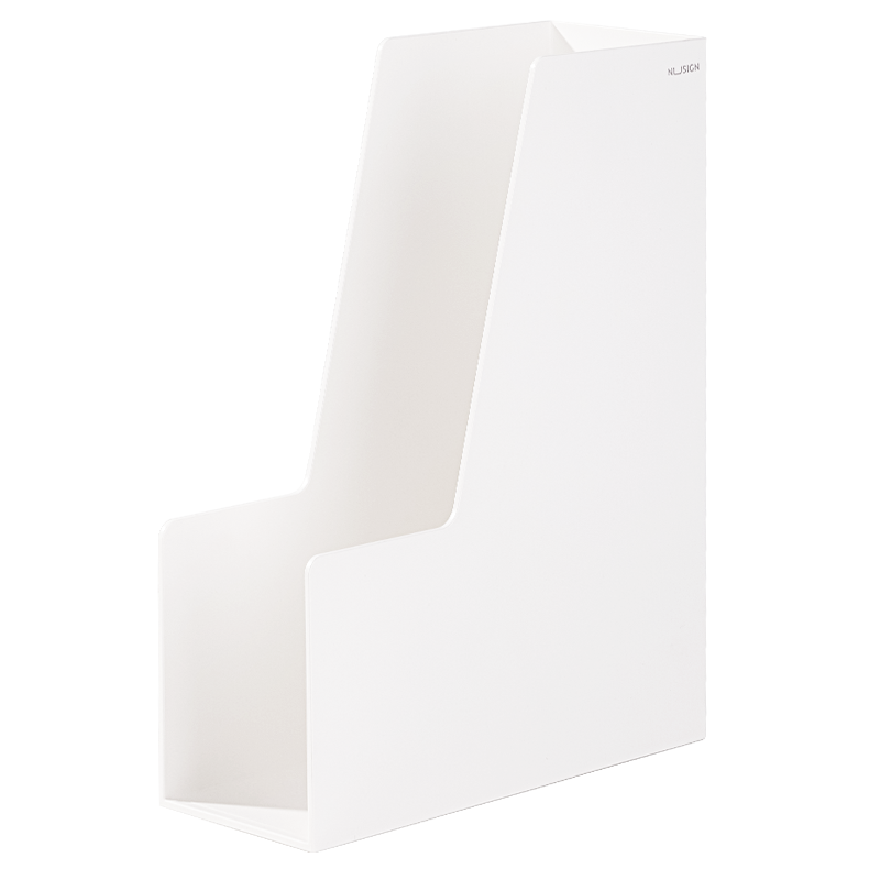 Deli Minimalist File Holder Single Column Filing Rack, Office Bookshelf Desktop Storage Basket, Student Report Document File Organizer, Pure White NS022