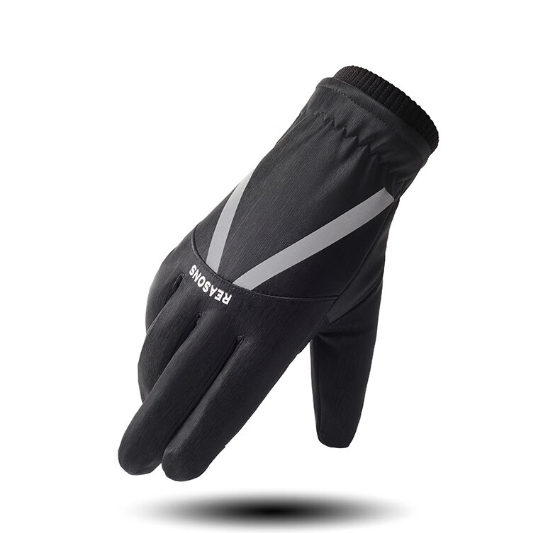 BIKEBROS Motorcycle Riding Gloves, Winter Waterproof Touchscreen Compatible Fleece-Lined Outdoor Cycling Hiking Skiing Windproof Warm Gloves, Electric Scooter Equipment, High-Gloss Reflective Skin-Friendly Black 1