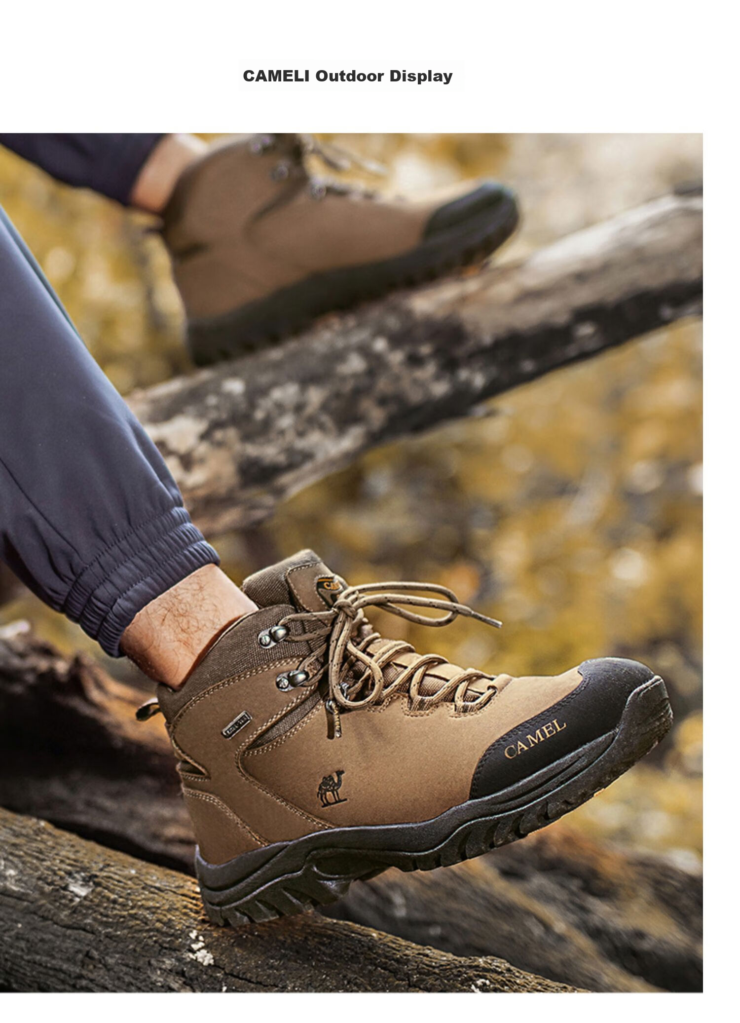 CAMEL Outdoor Hiking Boots for Men And Women, Waterproof Non-Slip Trekking Shoes with Shock Absorption, Wear-Resistant High-Top Work Boots Made of Cowhide Leather 10