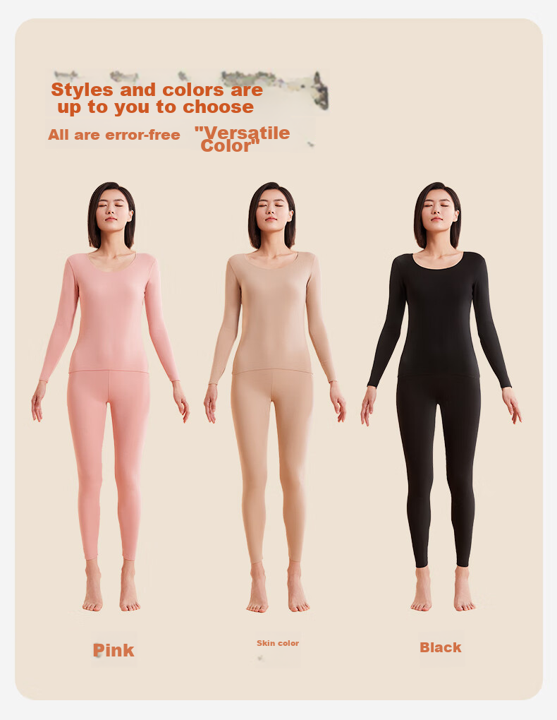 Bejirog Seamless Thermal Underwear for Women, Fleece-Lined Thickened Set, Autumn And Winter Cold-Proof Light Warm Base Layer Top And Bottom 13
