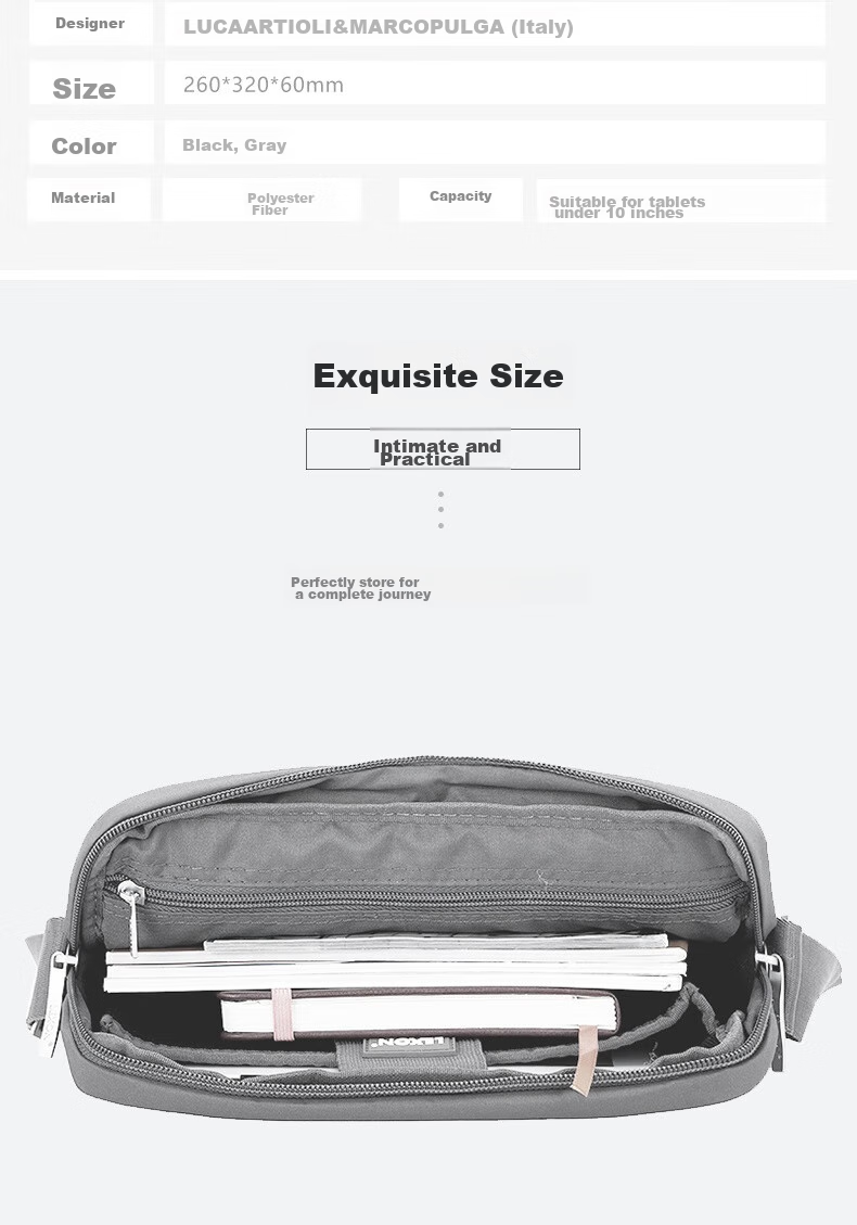 LEXON French LEXON Business Small Crossbody Bag, Casual Shoulder Bag, Apple IPAD Bag, Simple Style Men's Messenger Bag, Gift 3