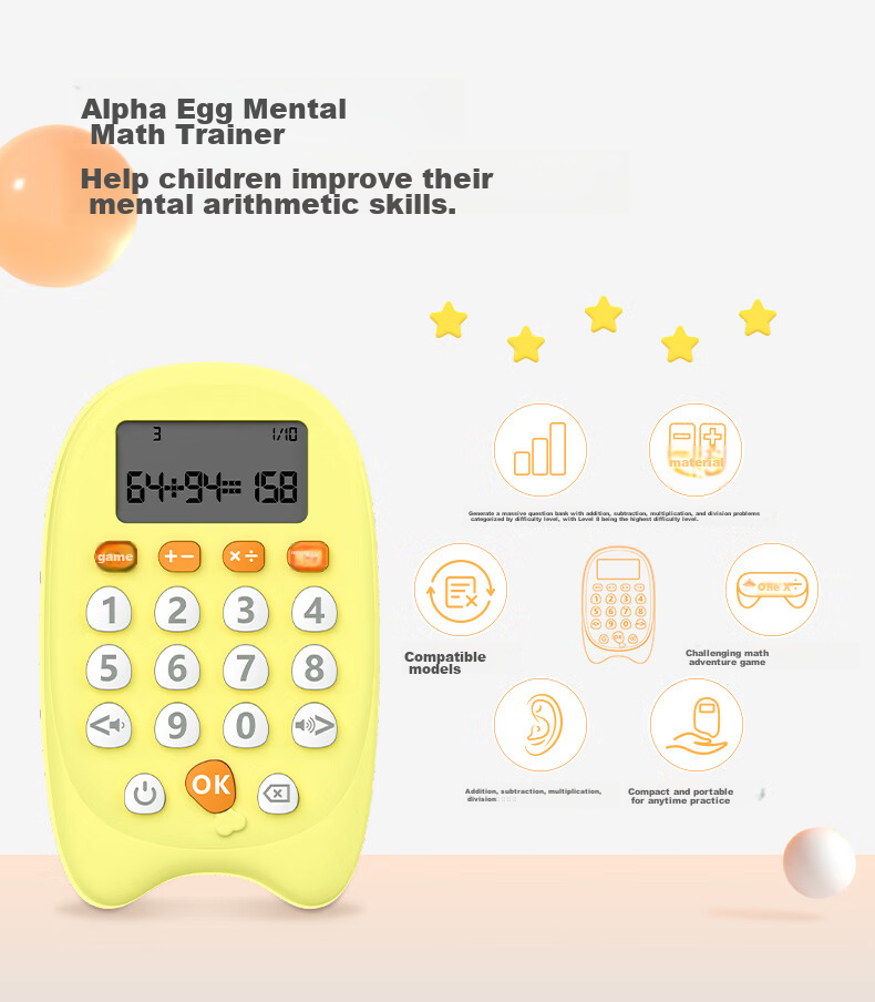 Aerfadan Mental Math Treasure, Preschool And Elementary School Children's Mental Arithmetic Practice Machine Calculator, Children's Mental Arithmetic Training Machine, Early Education Educational Toy 3