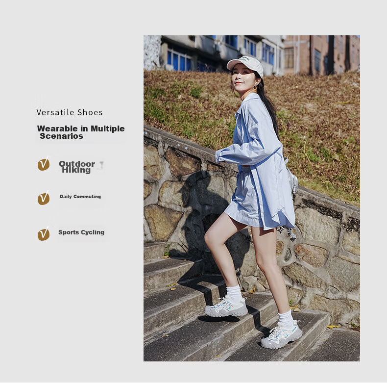CAMEL Ugly-Cute Hiking Shoes for Women, Fashionable Color-Block Outdoor Casual Shoes L24S076620 Beige/silver/black 40 18