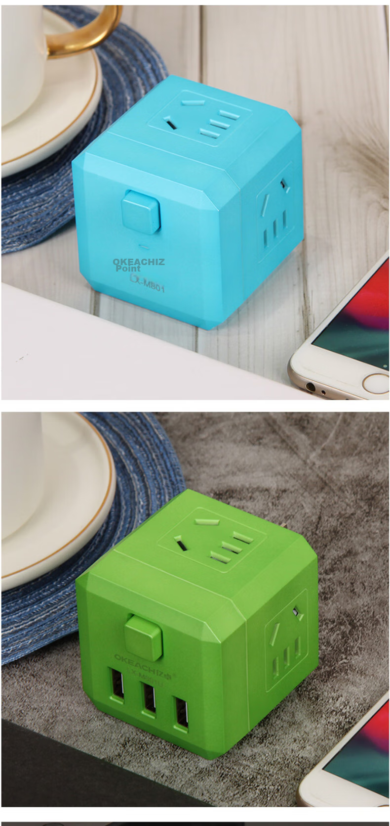 OKEACH Wireless Magic Cube Socket, Master Switch Socket, Adapter Plug, Magic Cube Socket YZ-M801 White 3