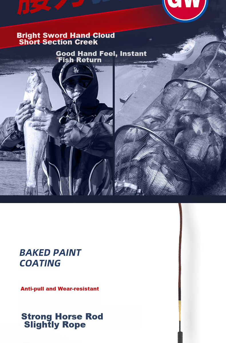 GW Jian Shou Yun Xi Liu Fishing Rod, 7.2 Meters, Collapsible to 67 Cm, Short Section Handle, Ultra-Light And Ultra-Hard, 28 Sections, Carp Fishing Rod 13