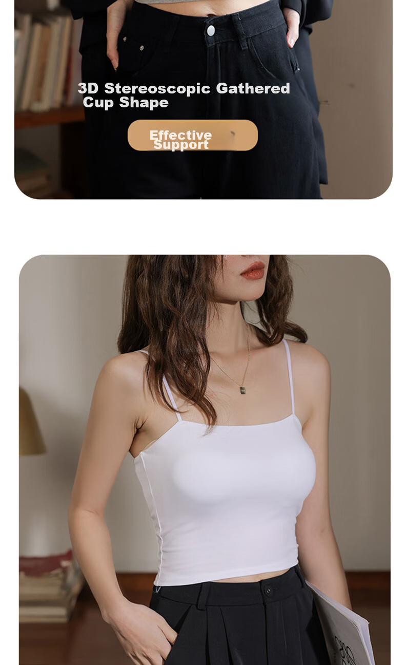 LangSha Women's Camisole Tank Top with Built-In Bra Pads, Sexy Backless Vest, Inner Wear, One-Piece Camisole 9