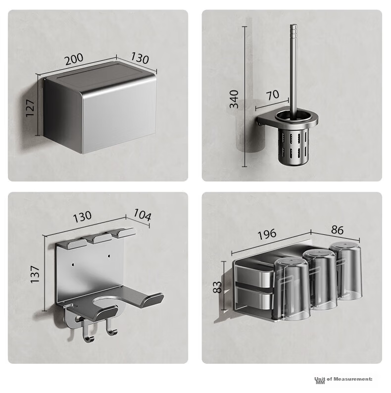Cobbe Space Aluminum Bathroom Towel Rack No-Drill Towel Holder Bathroom Storage Shelf Towel Bar Bathroom Accessories Set 33