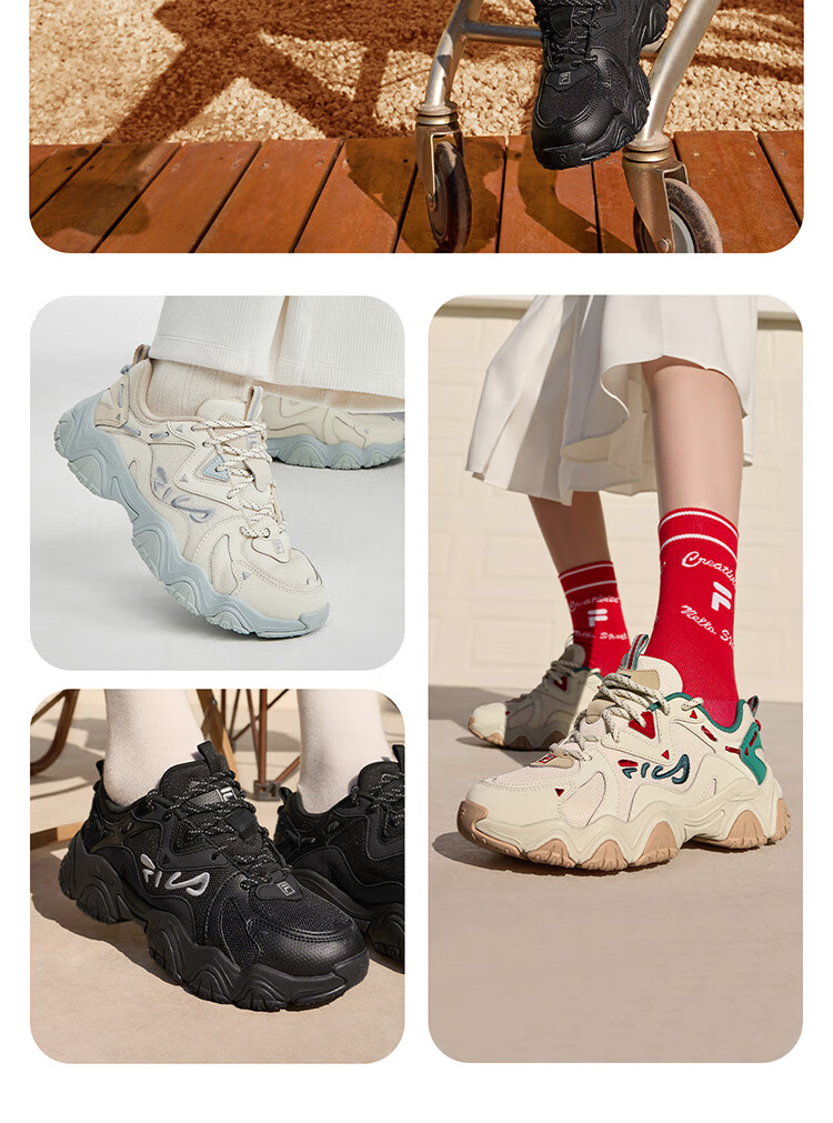 FILA Official Cat Paw Shoes 4th Generation Women's Dad Shoes Retro Casual Sports Shoes 16