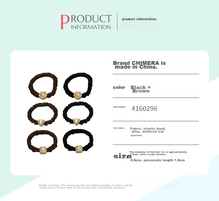 CHIMERA 4 Ponytail Hair Ties, Simple Glazed Heart-Shaped Hair Bands, Hair Ties for Women, Mid-Autumn Festival Gift 9