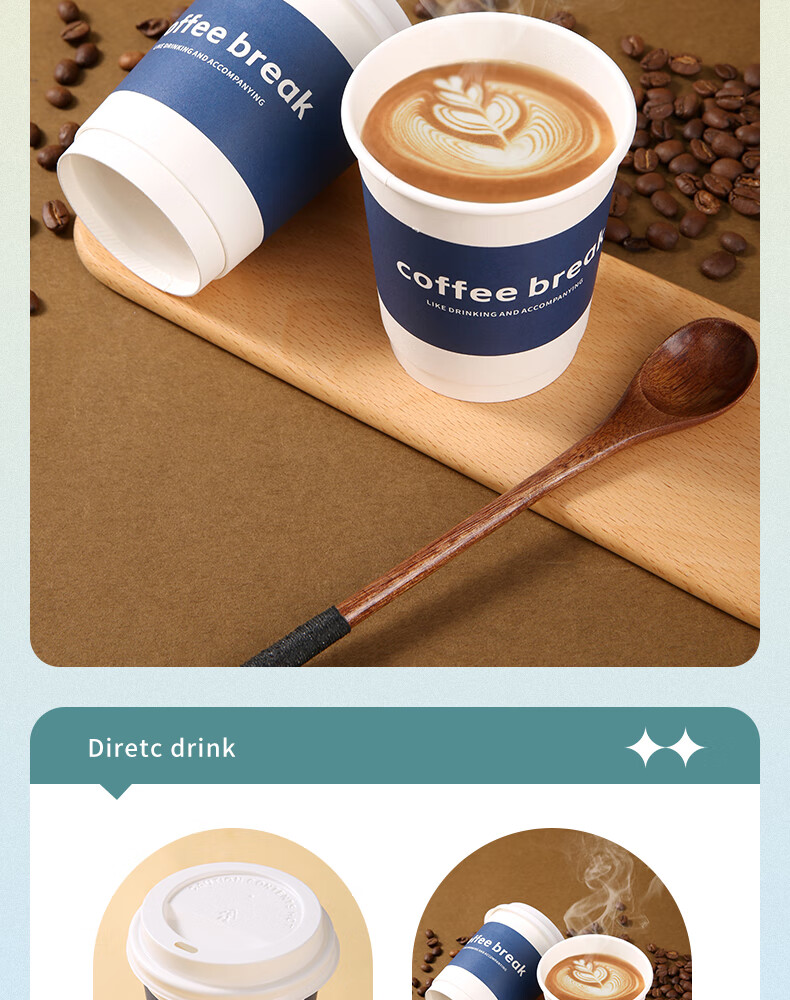 Baijie Disposable Paper Cups, Coffee Cups, Soy Milk Cups, Double-Layer Klein Blue Hot Drink Cups, 280ml, 25 Pieces 1