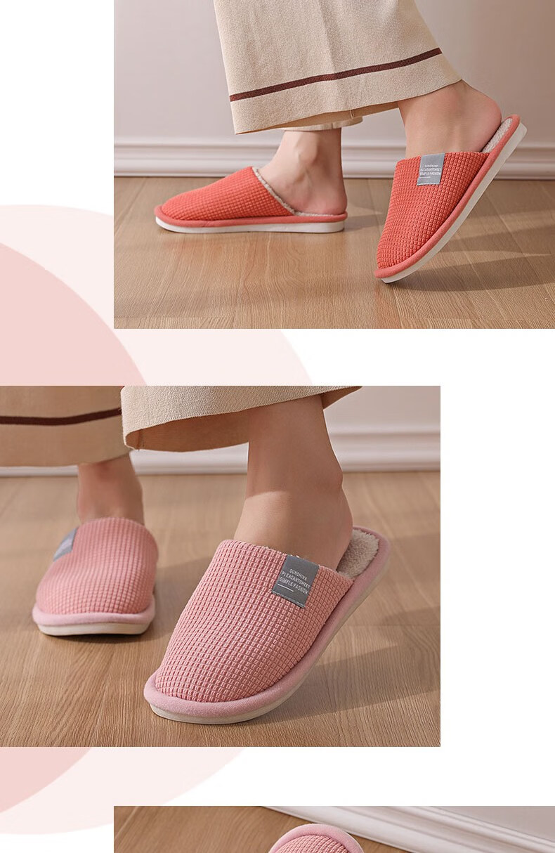 Huamei Jianbu Japanese Style Soft Minimalist Couple Cotton Slippers Autumn Winter Indoor Warm Soft Sole Cotton Shoes Men HM001 Gray Size 40-41 11
