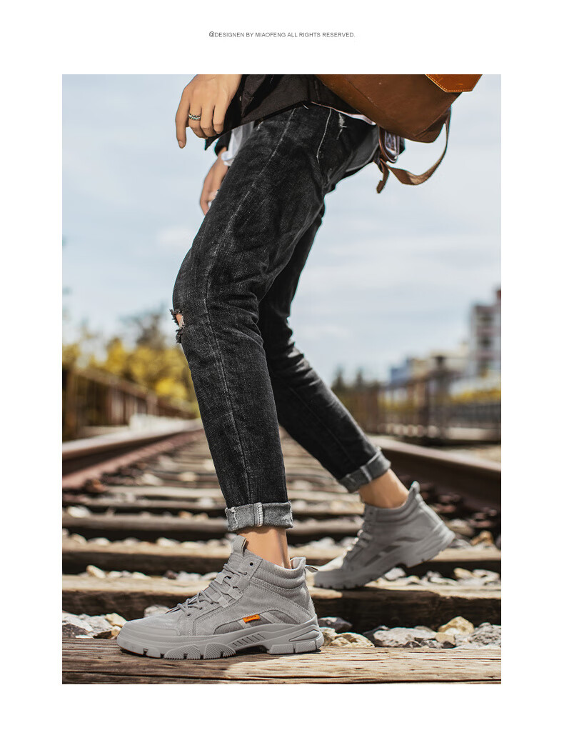 CALIFBULL Men's Shoes Spring And Autumn Trendy Retro Martin Boots Work Boots Men's Style Breathable Outdoor Combat Boots Apricot Color Size 39 18