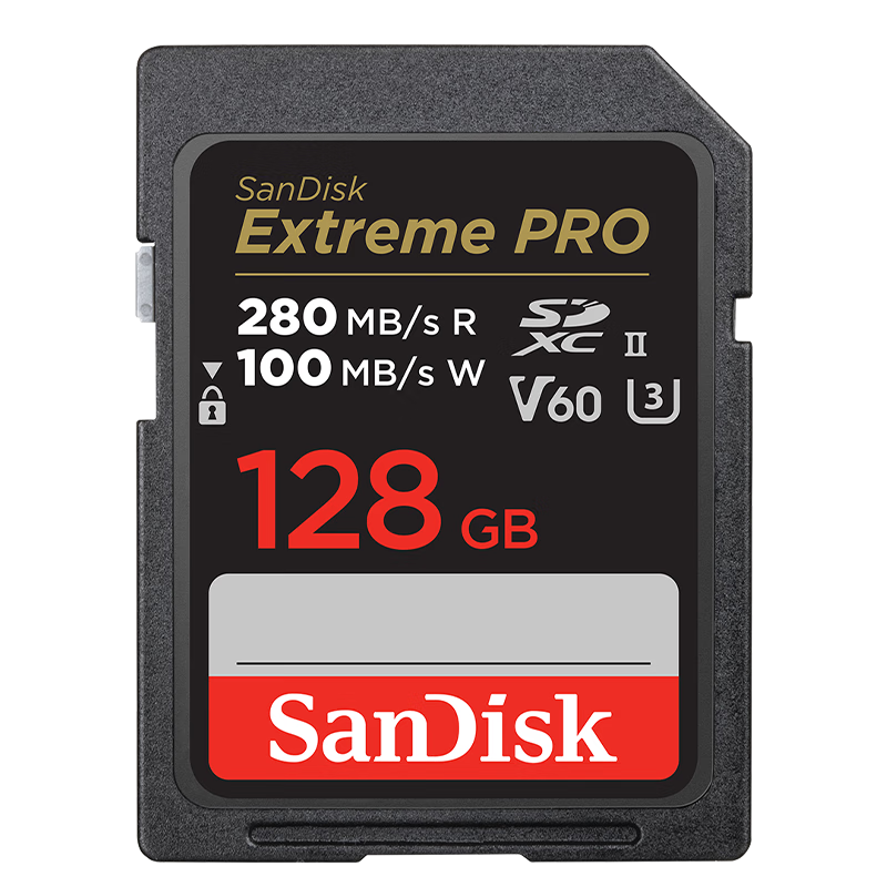 Sandisk 128GB SD Memory Card, 6K Video, V60 U3 C10 High-Speed Camera Storage Card, Read Speed 280MB/s, Write Speed 100MB/s, HD Shooting, Fast Continuous Shooting
