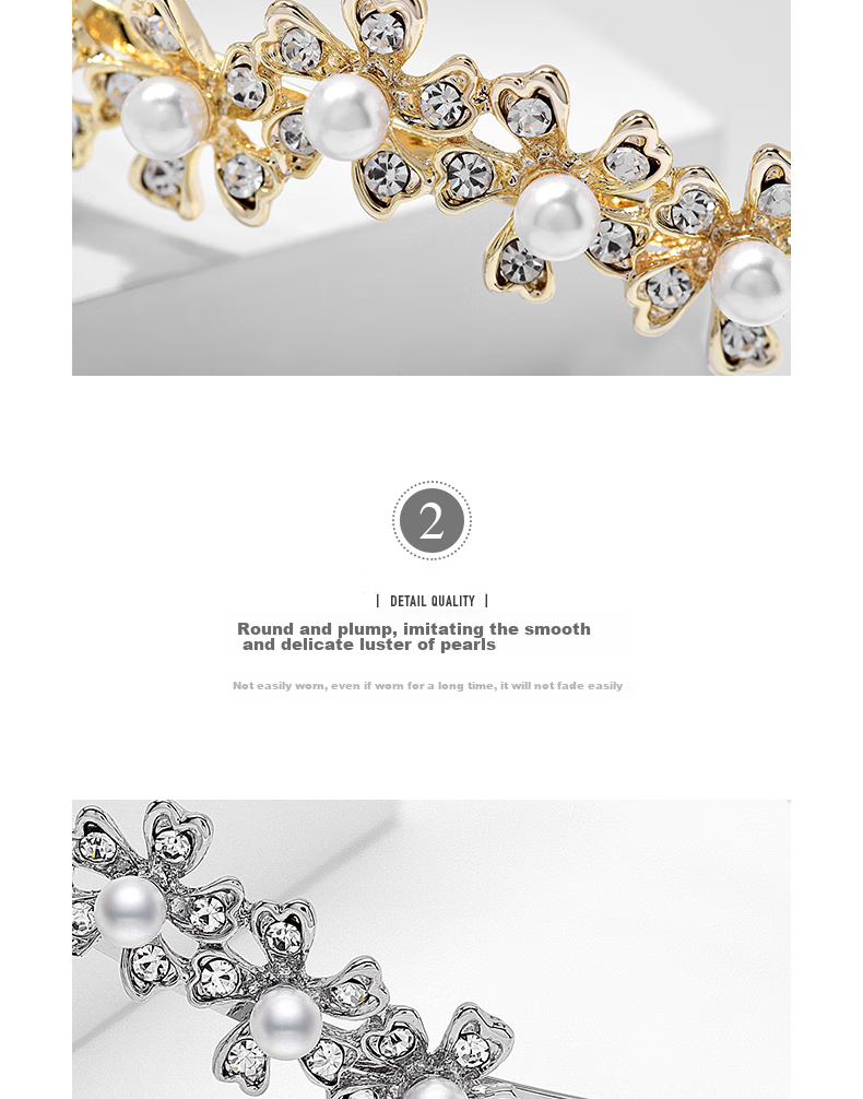 Royal Sasa Hair Accessories, Headbands, Hairpins, Alloy Imitation Crystal, Gold Color 9