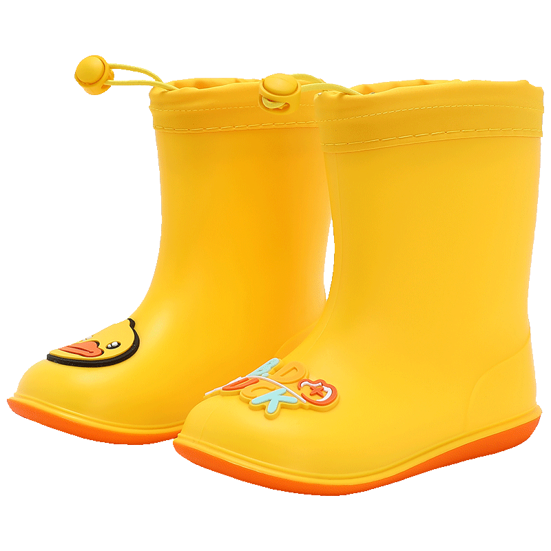 B.Duck Children's All-Season Rain Boots, Boys' And Girls' Toddler Elastic Ankle Boots, Rain Shoes, 5911 Yellow, Size 28