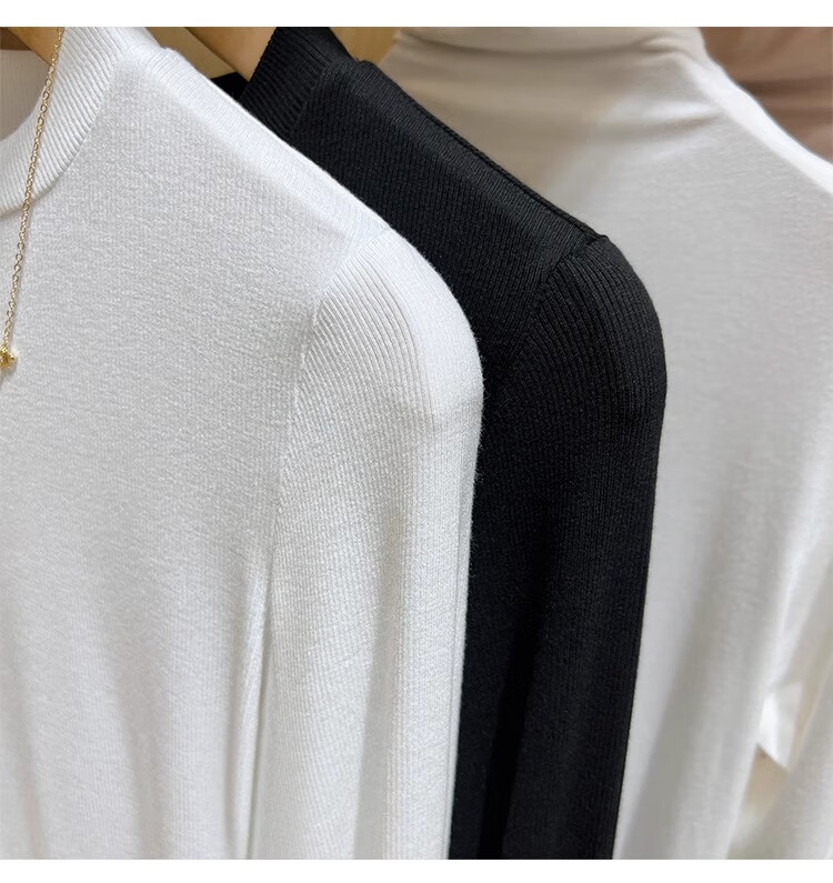 TUCANO Long-Sleeve T-Shirt Undershirt for Women, Spring Autumn Winter Regular Shoulder Wearable Slimming Inner Layer Semi-Turtleneck Top, White, 2XL 7