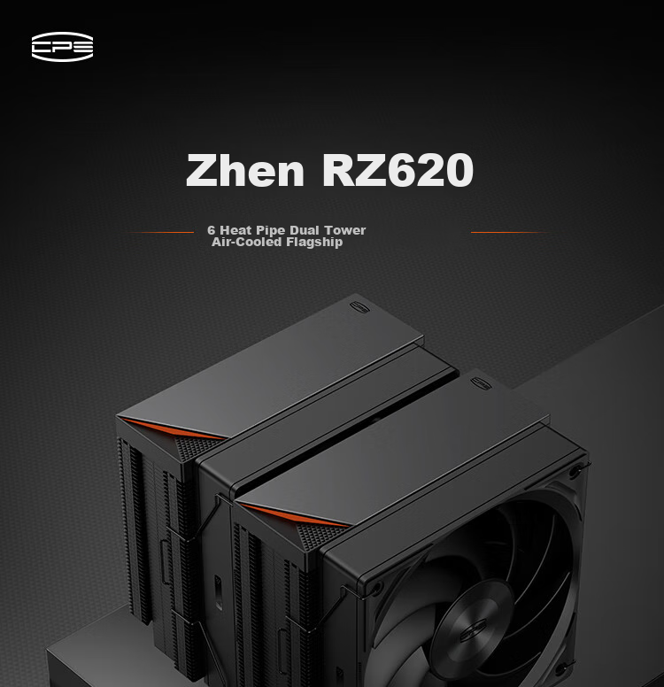 PCCOOLER RZ700D Pro ARGB Black CPU Air Cooler (7 Heat Pipes/Single Tower Dual Fans/Full Aluminum Magnetic Top Cover/Double Ball Bearings) 1