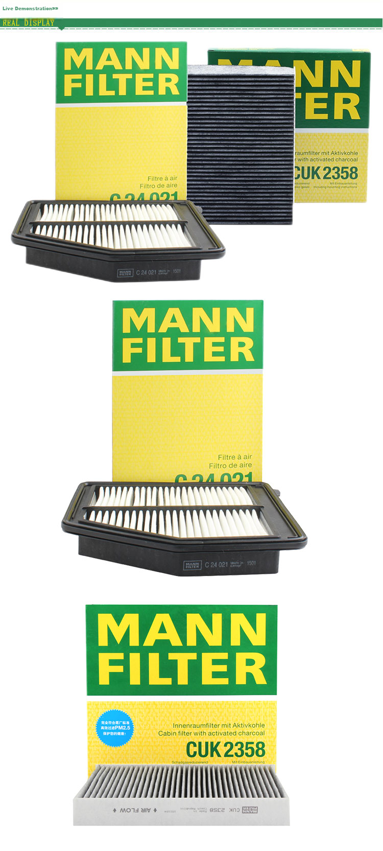 MANNFILTER Filter Set, Air Filter, Activated Carbon Filter Element, for Honda Civic 1.8L/2.0L/Acura ILX 2.0L 9