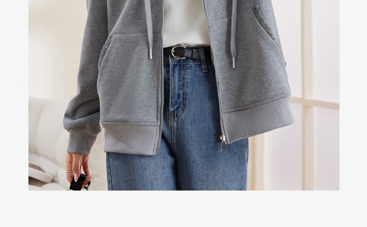 Halo Queen Women's Sweatshirt Jacket with Fashionable Letter Print, Casual Comfortable Loose-Fitting Student Sweatshirt H13KF2141 34