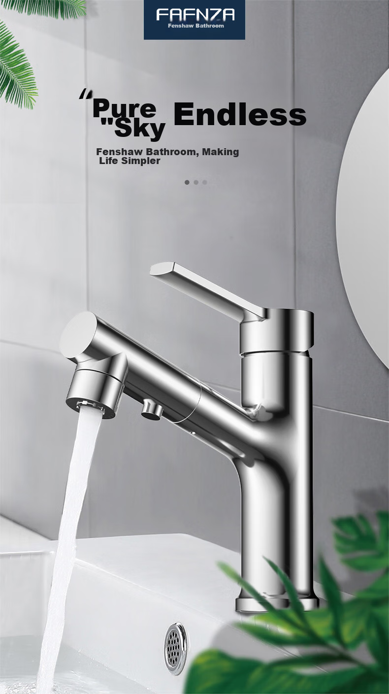FAENZA Bathroom Sink Faucet, Multifunctional Pull-Out Design, for Face Washing Basin And Countertop, Hot And Cold Water Tap, Model 201CP 3