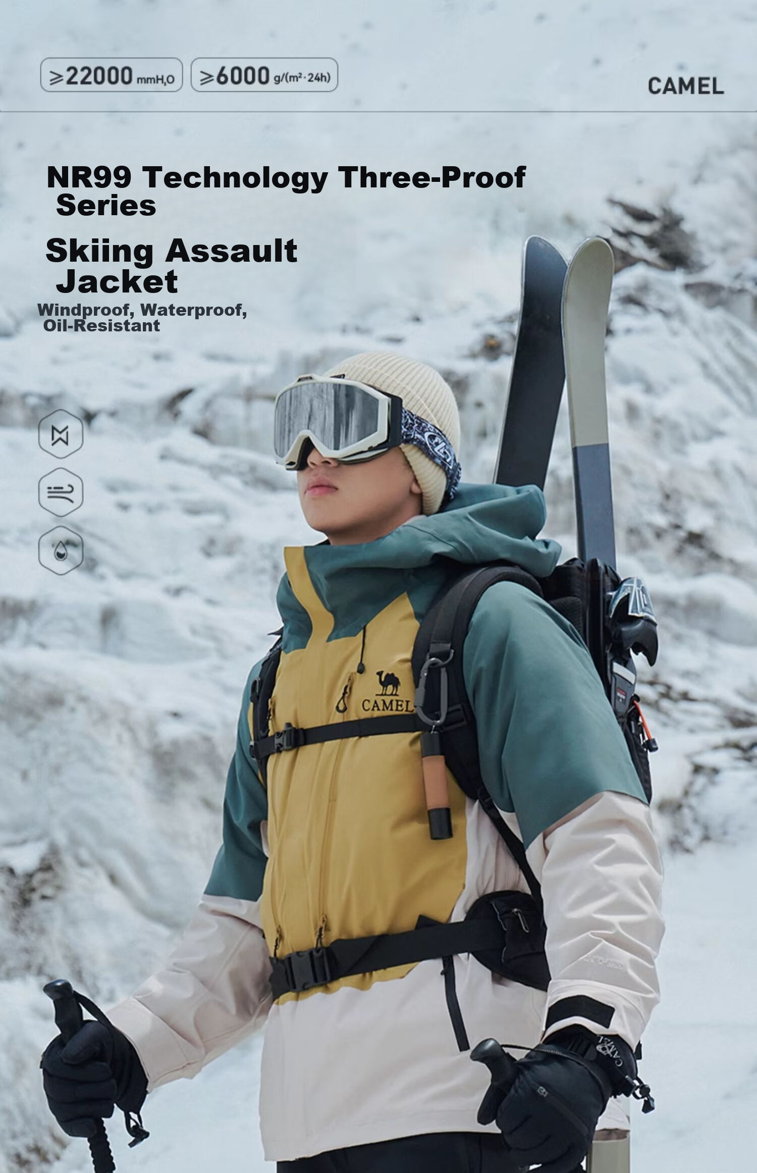 CAMEL [Wang Junkai's Choice] King's Armor Three-In Goose down Jacket for Men And Women, Ski Wear 1732 1