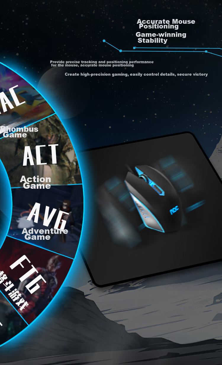 AOC M91 Gaming Mouse Pad Small Size 270*220*3mm, Thickened with Locked Edges, Office Keyboard Computer Desk Pad, Black, Pack of 10 3