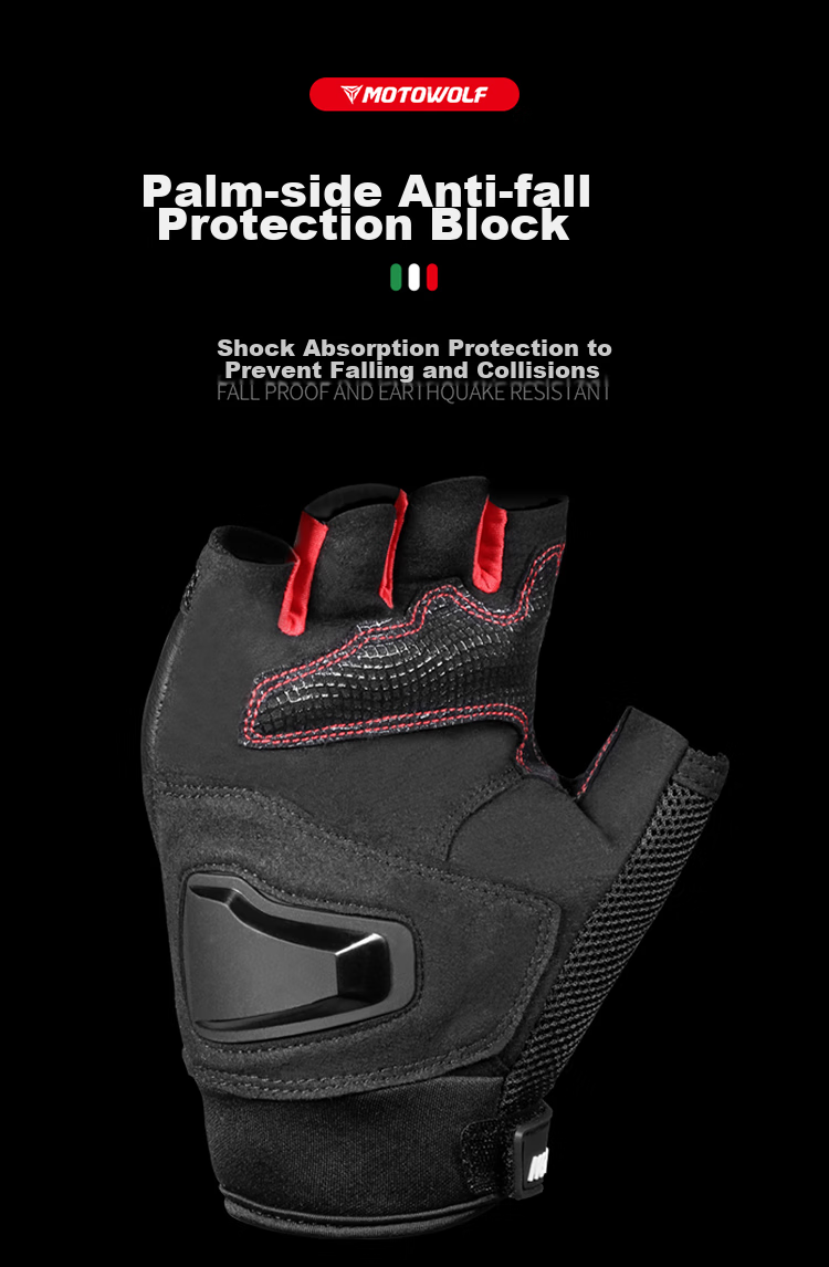MOTOWOLF Motorcycle Gloves Half Finger Carbon Fiber Summer Breathable Riding Motorbike Anti-fall Knight Gear Unisex 7