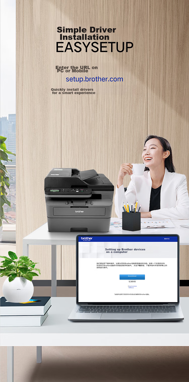 Brother DCP-L2648DW Black And White Laser Printer with Copy And Scan Functions, 34 Pages Per Minute, Wired/wireless Remote Automatic Document Feeder, Duplex Printing, for Home And Office Use, High Capacity Consumables 5