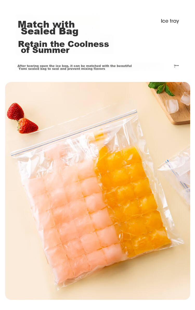 MARYYA Disposable Ice Bags, 50 Pieces Per Pack, Food-Grade Ice Mold Bags with Funnel, Self-Sealing Ice Cube Tray 10