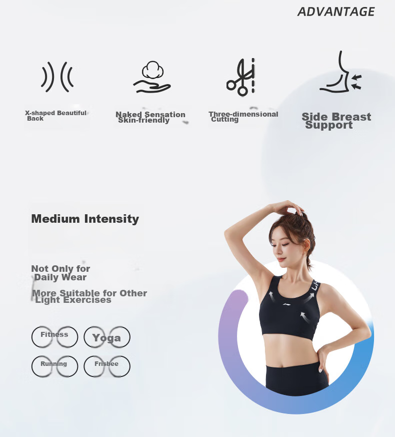 Li-Ning Women's Sports Bra, Yoga Fitness Bra with Medium Support, Quick-Drying Breathable Vest for Running, Brown Color, XL Size 2