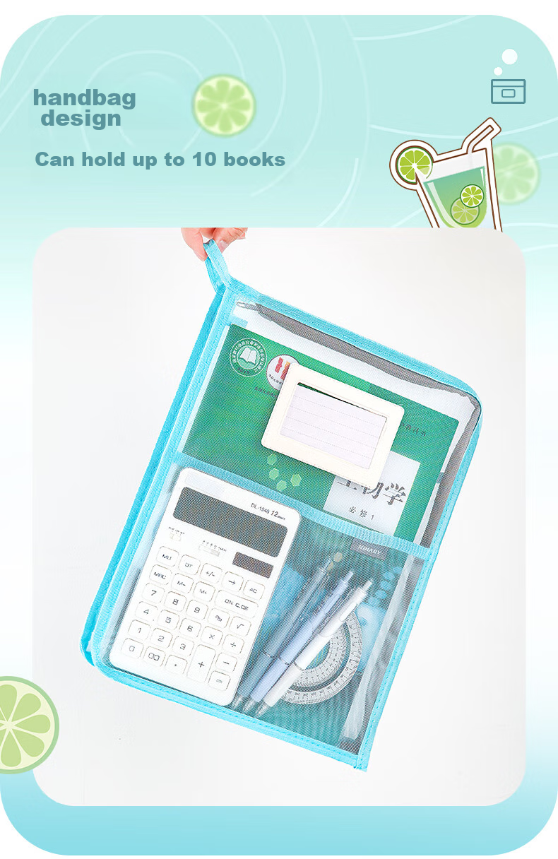Jindeli L-Shaped Subject Classification Bag, A4 Zipper File Folder, Elementary to High School Student Homework Bag, Book Bag, Transparent Handheld Document Holder, Exam Paper Storage Bag, Tutoring Bag, Beige FB8795 5