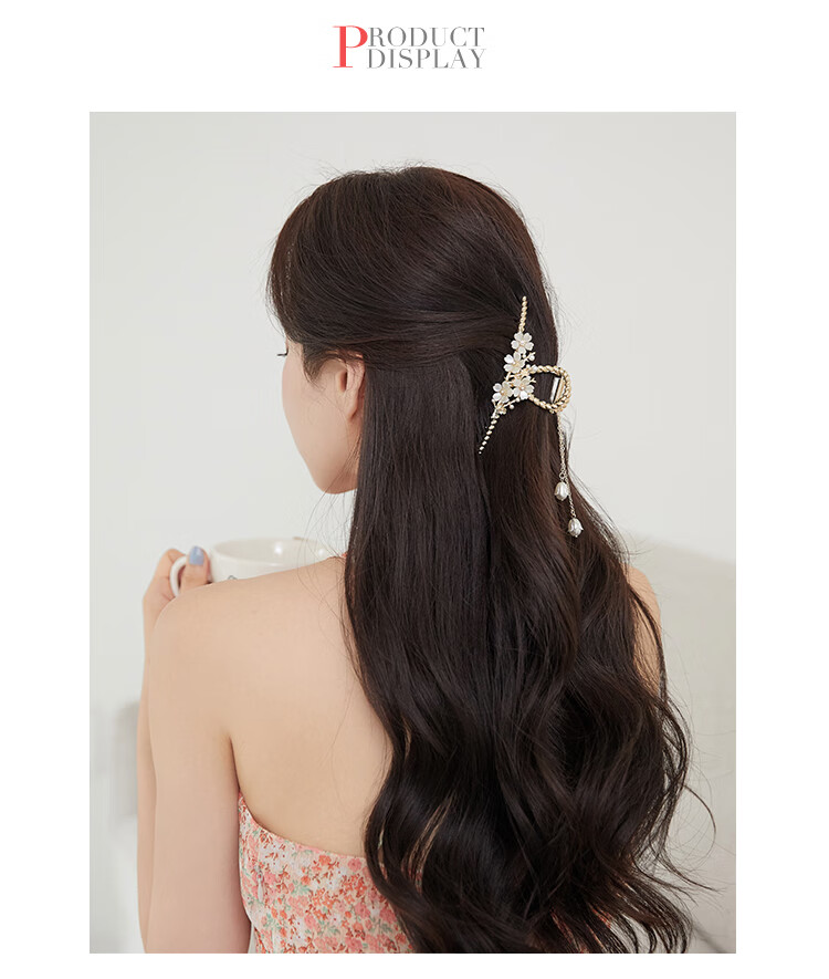 CHIMERA Elegant Hair Claw Clip with Flower And Shark Design, Luxurious Hair Clip for Back of Head, Bun Maker, Mid-Autumn Festival Gift for Wome 21