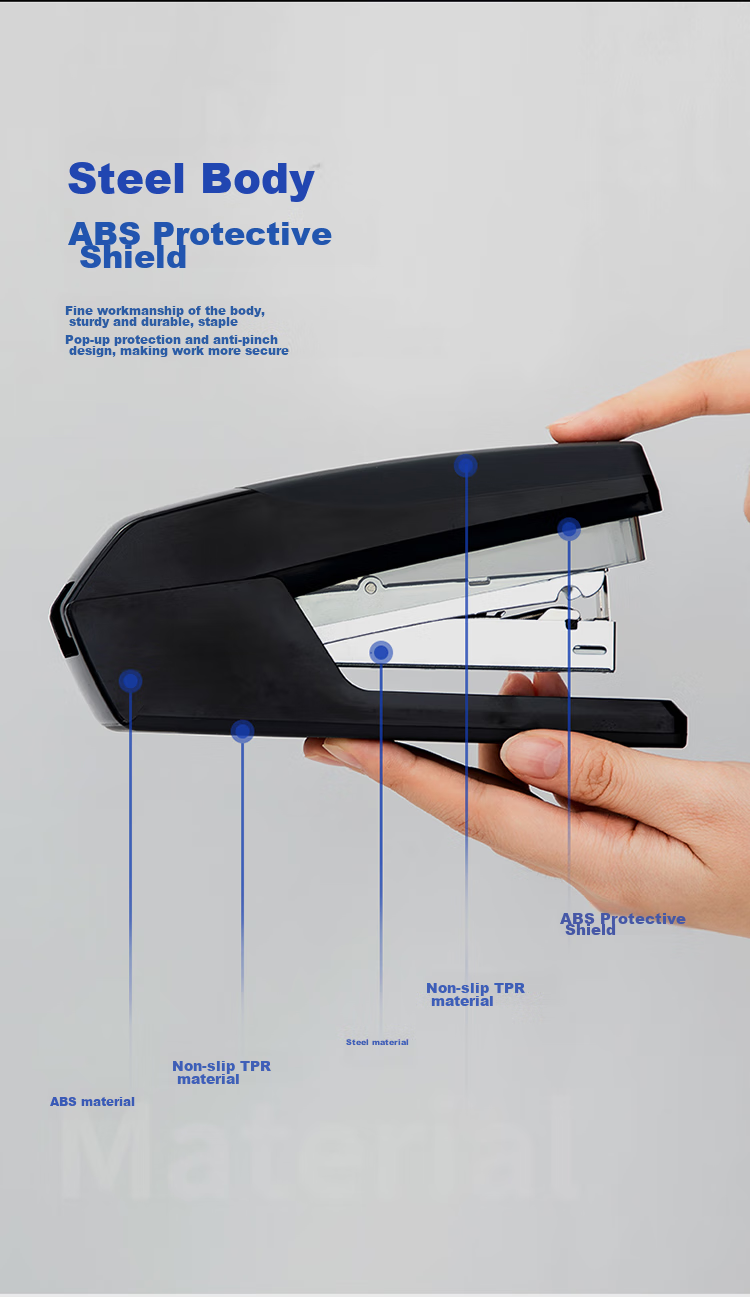 Deli Low-Force Stapler, Small Desktop Office Stationery for Students, Black 0367 2