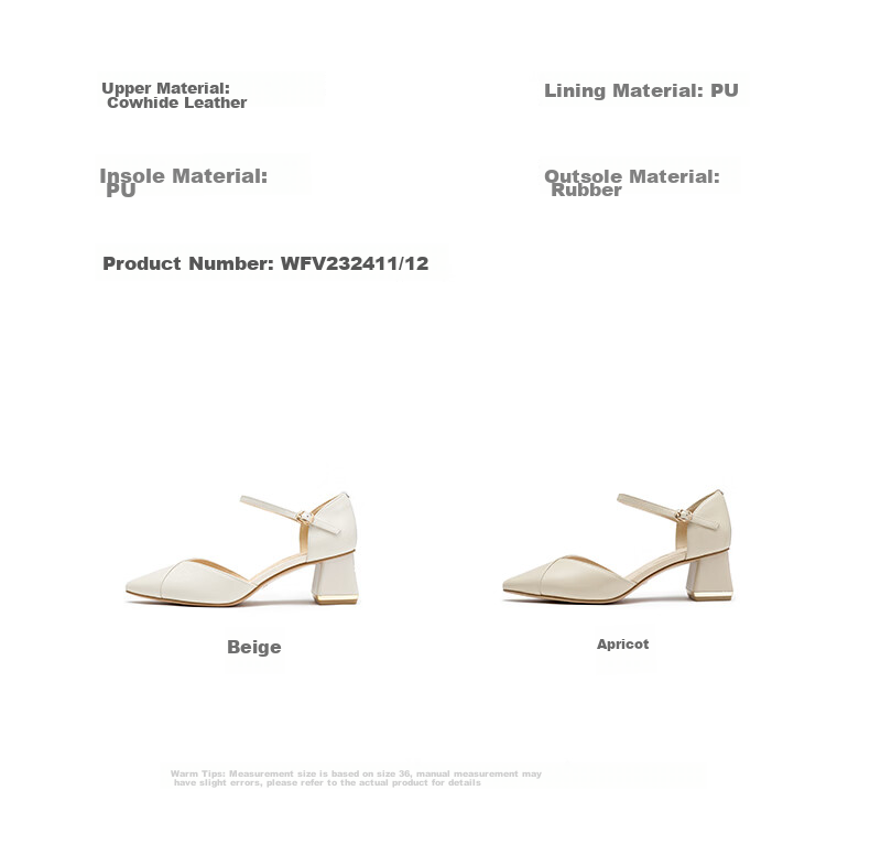 RED DRAGONFLY Pointed High Heels, Shallow Mouth Single-Strap Slingback Women's Shoes, Comfortable Pumps WFV23241 Beige 39 3