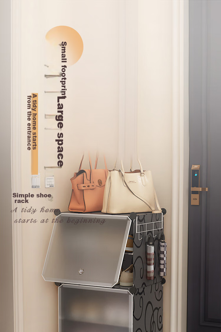 Anerya Simple Shoe Cabinet Entryway Shoe Rack Multi-Layer Dustproof Hallway Plastic Storage Resin Assembly One Column Four Layers 1