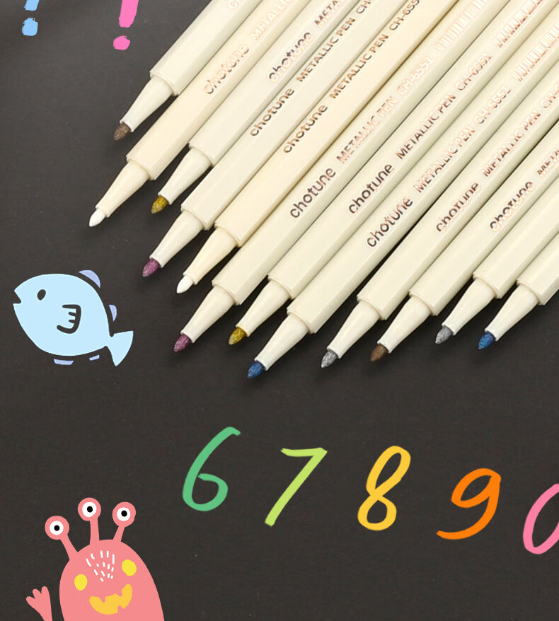 Surada Watercolor Markers, Metal Pens, Metallic Color Pens for Greeting Cards And Black Card Paper, Highlighters, Drawing Pens, Enamel Stamp Ink, Guka Journal Markers, Photo Album Pens, 6-Color Set DIY166, Sketching, Marker Painting 5