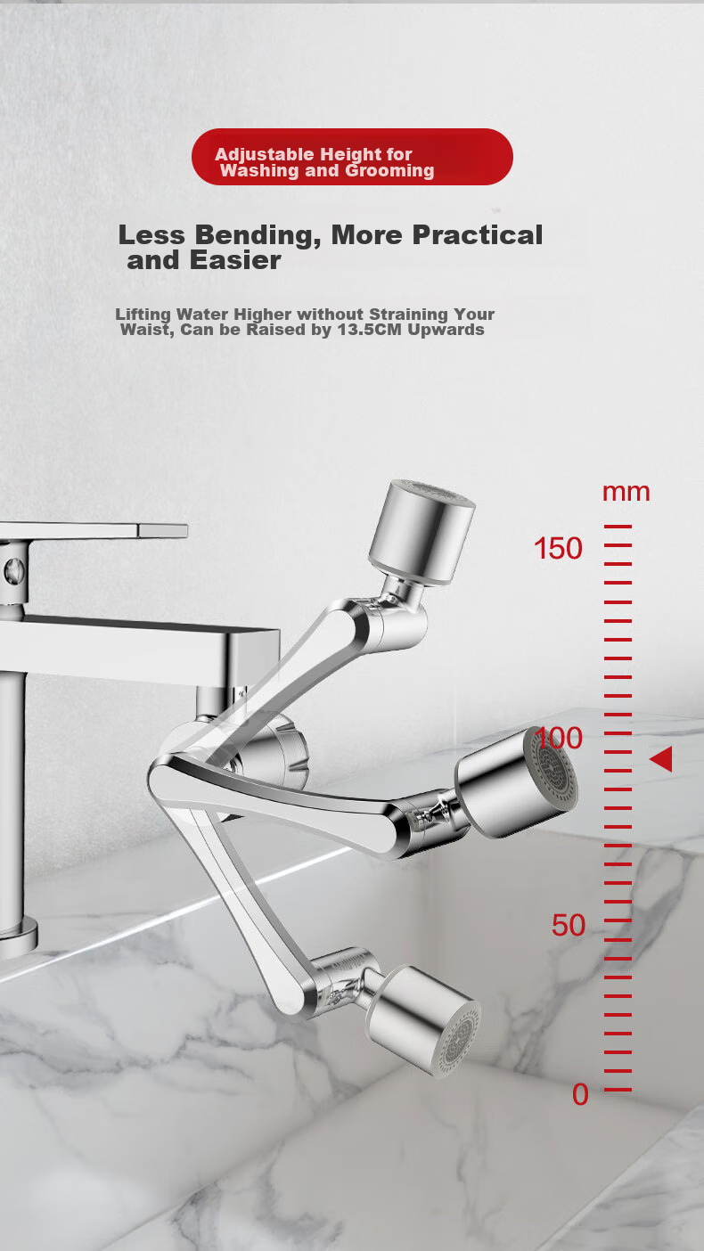 DU PONT Faucet Aerator Filter Extender, Universal Rotating Mechanical Arm Filter Faucet Q011PW 7