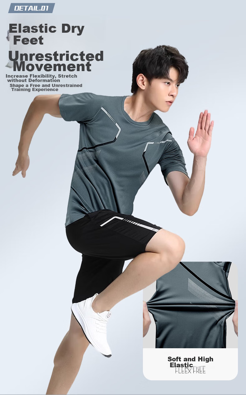 VICTORIATOURIST Men's Sports Set, Indoor Running Quick-Dry Shirt, Soccer Training Suit, Basketball And Badminton Outfit, Casual Set 5