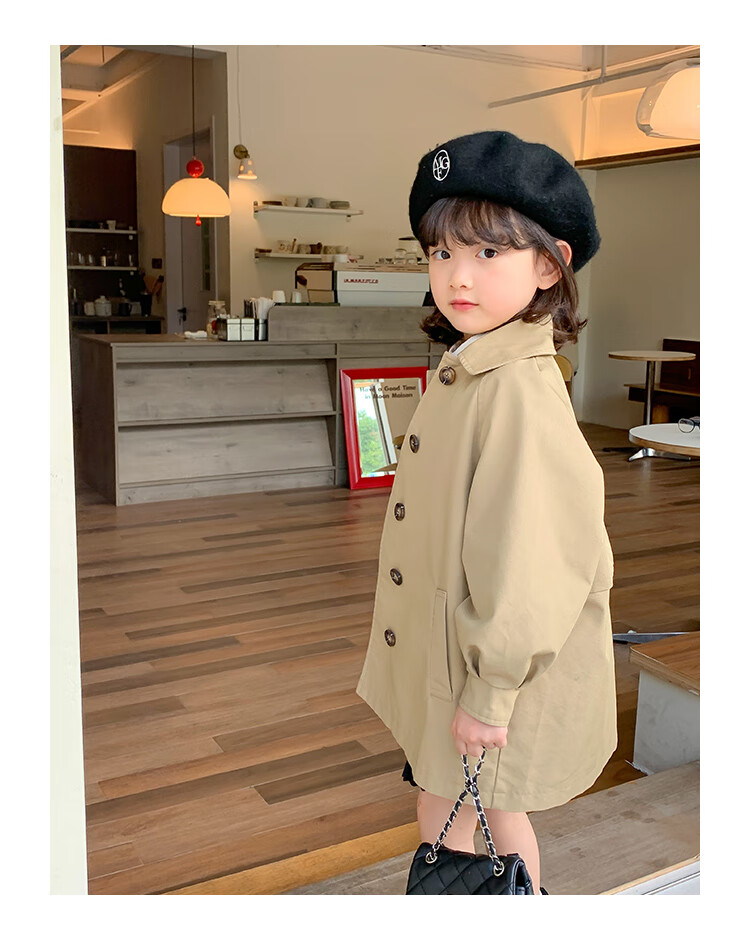 Budinghalu Girls' Jacket, Spring And Autumn Style, Children's Fashionable Versatile Windbreaker, Mid-Length, for Older Children, Casual Korean-Style Top, Trendy 22