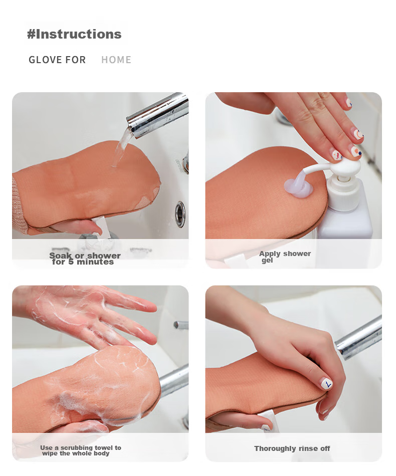 Grace Exfoliating Washcloth, Double-Sided Thick Scrubbing Tool for Bathing, Adult Home Use Back Scrubber Glove 12