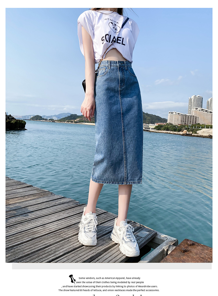 Jeanswest Women's High-Waist Denim Shorts Skirt Summer Slimming A-Line Petite Skirt Light Blue XL 10
