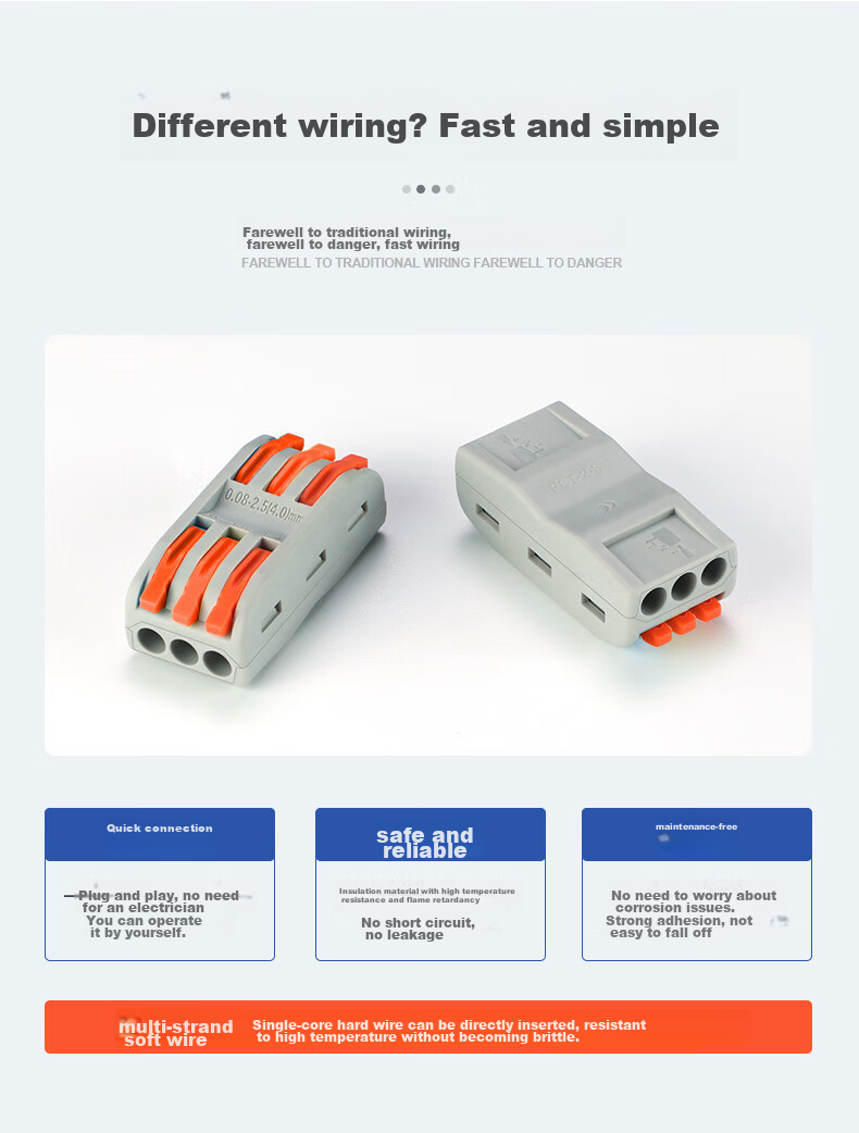 Zhugu Quick Wire Terminal, Electrical Connector Splitter Quick-Connect Terminal Wire Connection Clip Terminal Block, Two-In Two-Out, Pack of 10 5