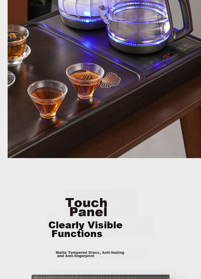Biooner Fully Automatic Electric Kettle with Water Inlet, Tea Table All-In Water Boiler for Home And Office Use, Built-In Tea Table And Tea Set Electric Tea Stove Set RY-10 Cleaning Model 19