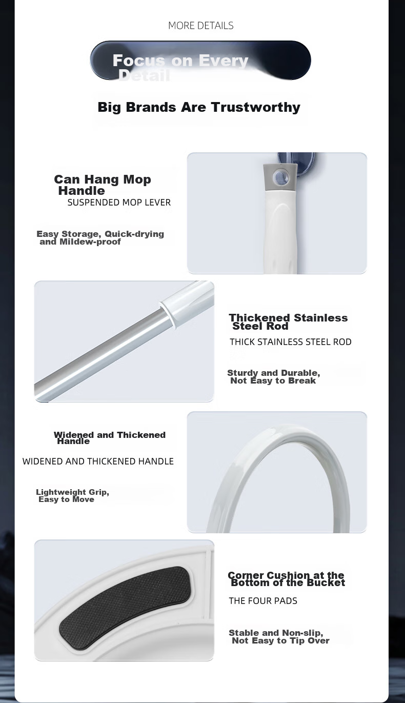 Good Wife 38cm Spin Mop with 2 Mop Heads, Dual-Drive Hydraulic Rod, Effort-Saving, Hands-Free Wet and Dry Cleaning 18